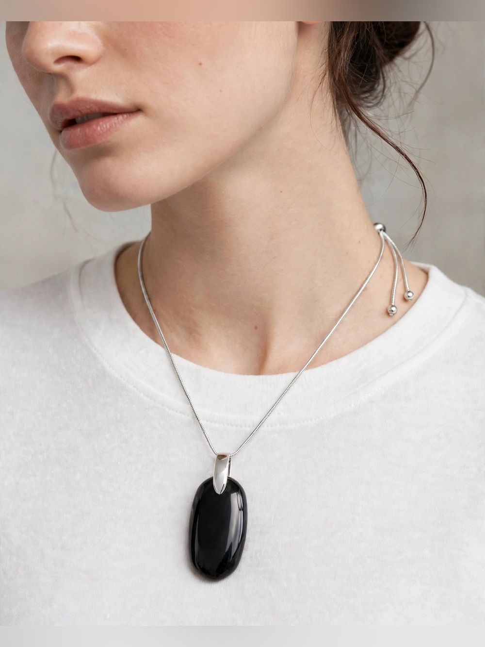 Kendra Scott Inez Silver Necklace with Black Pendant